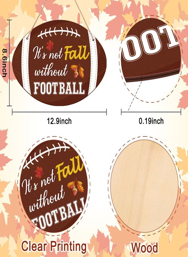 Geefuun Fall Football Sign Front Door Decor - Hanging Wooden Wreath for Autumn Harvest Thanksgiving Home Decorations - Image 3